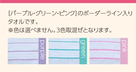 粗品タオル ボーダー柄タオル パープル グリーン ピンク